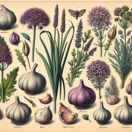 Česnek Knoblauch garlich - allium sativum a ursinum